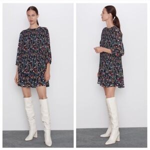 Zara Annie Dress Pleated Floral Print mini